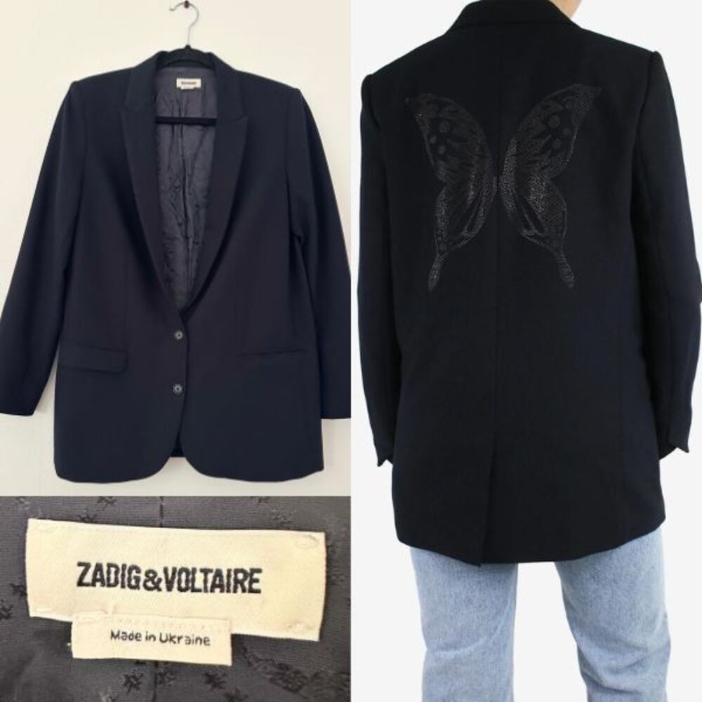 Zadig & Voltaire Viva Butterfly Oversized Blazer Jewels Black Ukraine Women's 42